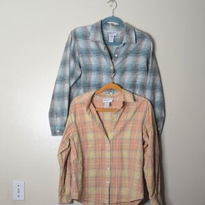 BUNDLE (2) Pendleton Cotton Plaid Button Down Shirt S